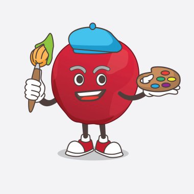 Elma çizgi film maskotu, karakter ressamı stili ve sanat fırçası.