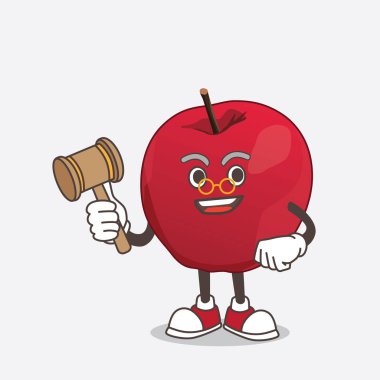 Bilge yargıç rolünde elmalı çizgi film maskotu karakteri.