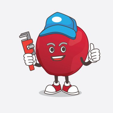 Mutlu muslukçu rolünde elmalı karikatür karakteri.