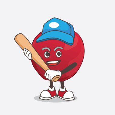 Elma çizgi filminde beyzbol oynayan maskot karakterin resmi.