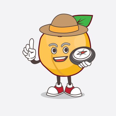 Kayısı karikatür maskot karakterinin pusulası var.