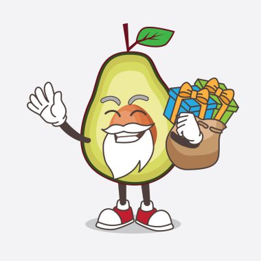 Avokado Fruit çizgi film Noel Baba maskotu karakterinin bir çizimi.