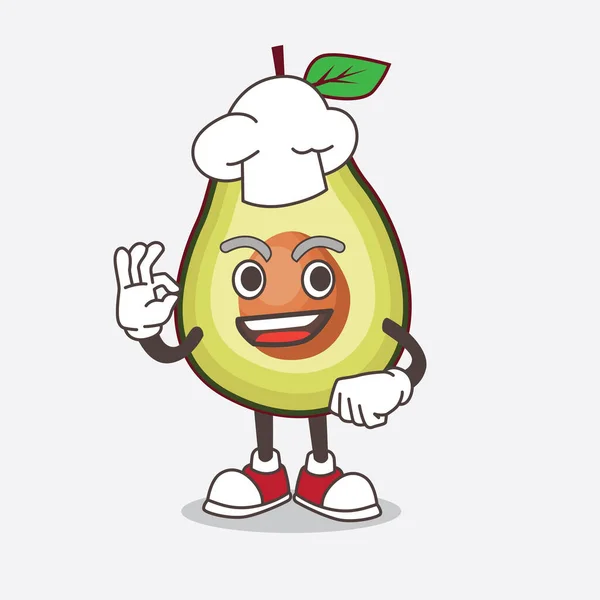Illustration Avocado Fruit Cartoon Mascot Character Chef Dress White Hat — Stock Vector