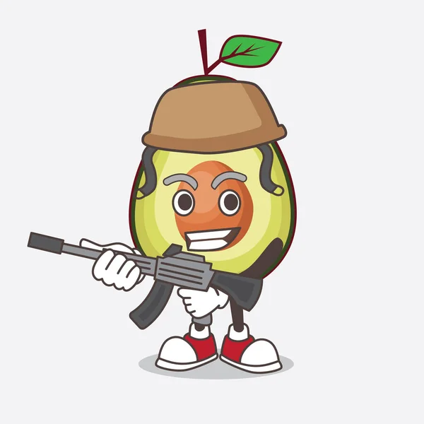 Uma Ilustração Avocado Fruto Personagem Mascote Cartoon Uniforme Exército Com — Vetor de Stock