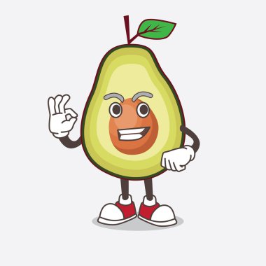 Avokado Fruit çizgi film maskotu karakterinin bir çizimi.