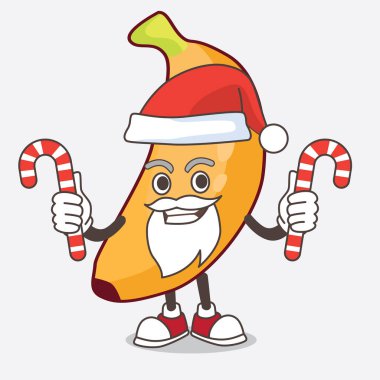 Noel Baba kostümlü ve şekerli Muz Fruit çizgi film karakteri.