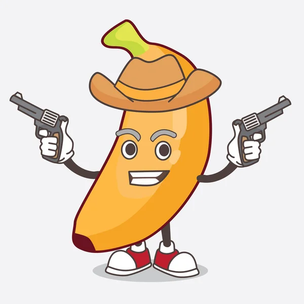 Uma Ilustração Banana Fruit Personagem Mascote Desenho Animado Segurando Arma — Vetor de Stock