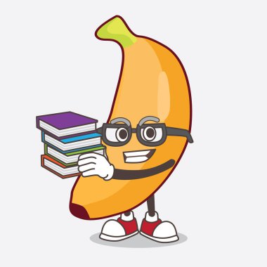 Muz Fruit çizgi film karakteri bazı kitaplarla çalışıyor.