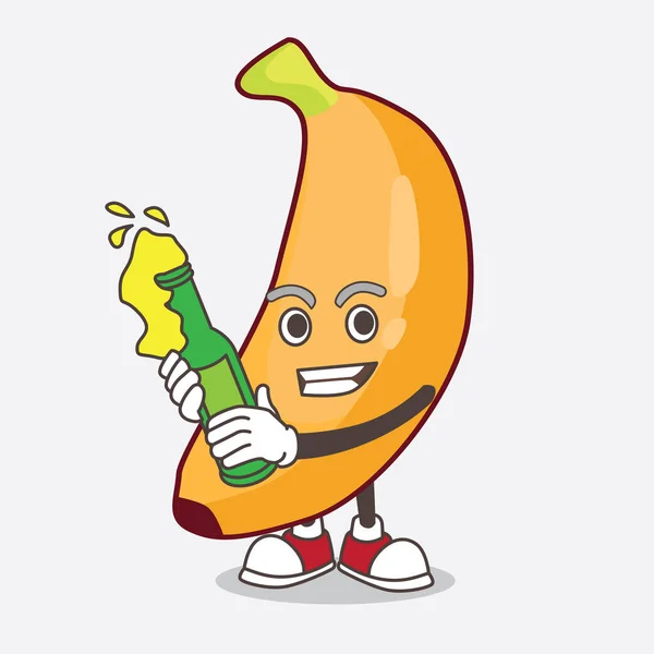 Une Illustration Personnage Mascotte Banana Fruit Dessin Animé Tenant Une — Image vectorielle