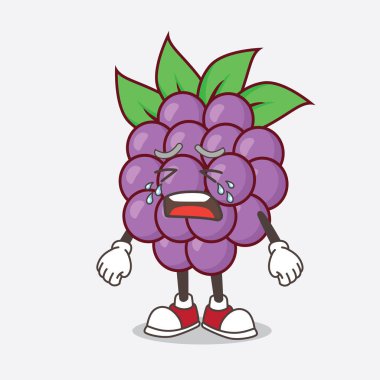 Ağlayan suratlı bir böğürtlen karikatür maskot karakteri.