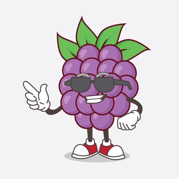 Uma Ilustração Boysenberries Personagem Mascote Desenhos Animados Frutas Usando Óculos — Vetor de Stock