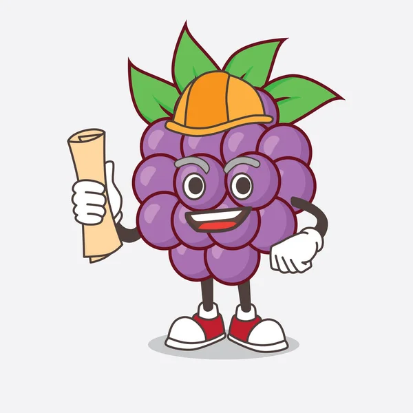 Une Illustration Boysenberries Fruit Architecte Personnage Mascotte Dessin Animé Avec — Image vectorielle