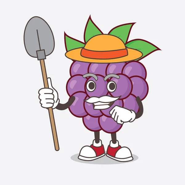 Une Illustration Boysenberries Fruit Personnage Mascotte Dessin Animé Avec Chapeau — Image vectorielle