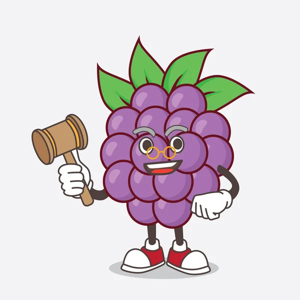 Uma Ilustração Boysenberries Caráter Mascote Desenhos Animados Frutas Como Juiz — Vetor de Stock