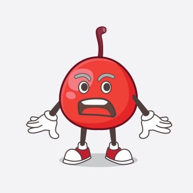 Kırmızı Böğürtlen çizgi film maskotu karakterinin sürpriz bir jesti.