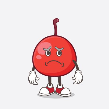 Kızıl Böğürtlen çizgi film maskotu karakterinin korkmuş bir yüzü var.