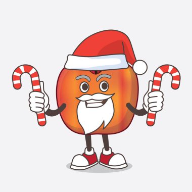 Honeycrisp Apple çizgi film karakteri Noel Baba kostümlü ve şekerli.