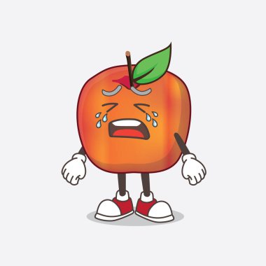 Honeycrisp Apple çizgi film maskotu karakterinin ağlayan bir resmi.