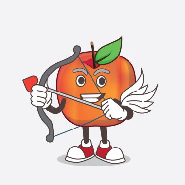 Honeycrisp Apple çizgi film maskot karakteri Eros 'un ok ve kanatlı bir resmi.
