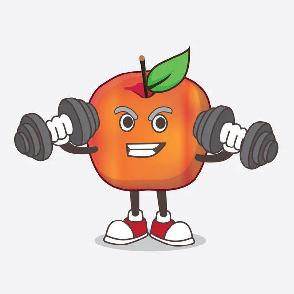 Фото Персонажа Мультяшного Талисмана Honeycrisp Apple Упражнениях Фитнесу Пробующего Барбекю — стоковый вектор