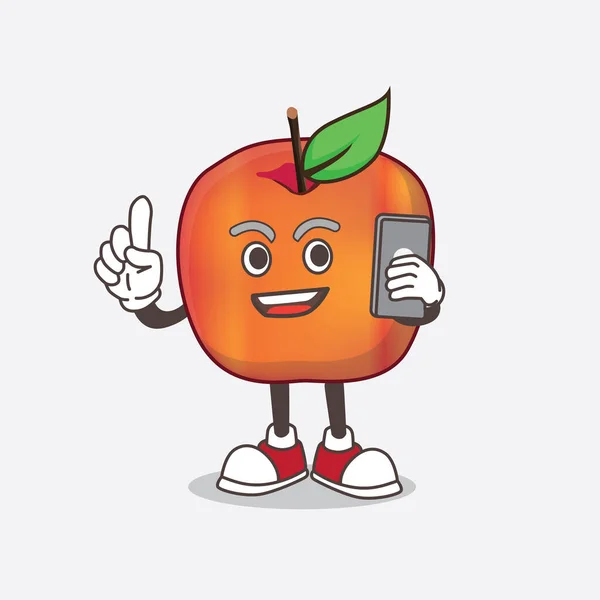 Une Photo Honeycrisp Apple Personnage Mascotte Dessin Animé Parlant Téléphone — Image vectorielle