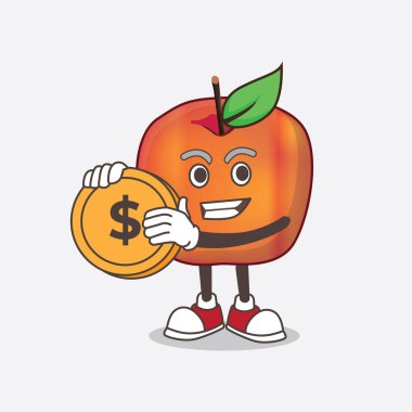 Honeycrisp Apple çizgi film maskotu karakterinin elinde altın para madalyası olan bir resmi.