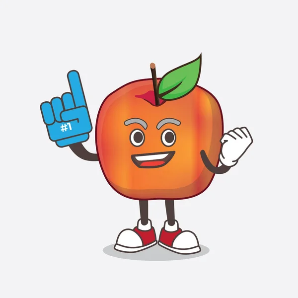 Une Image Personnage Mascotte Dessin Animé Honeycrisp Apple Tenant Doigt — Image vectorielle