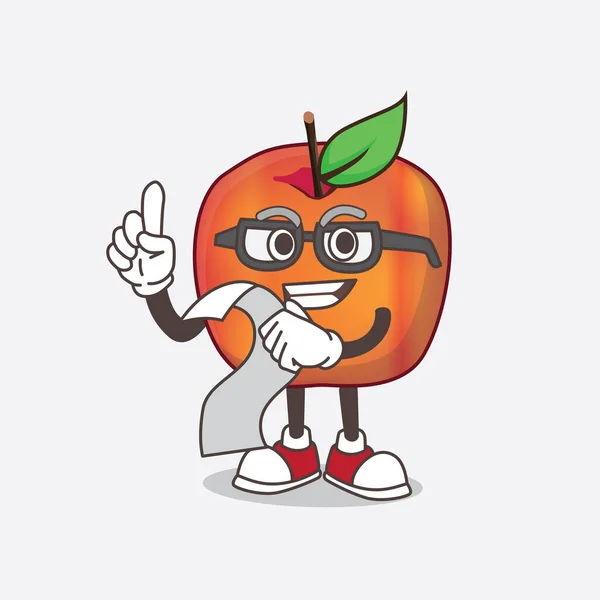Picture Honeycrisp Apple Cartoon Mascot Character Holding Menu — Stock Vector