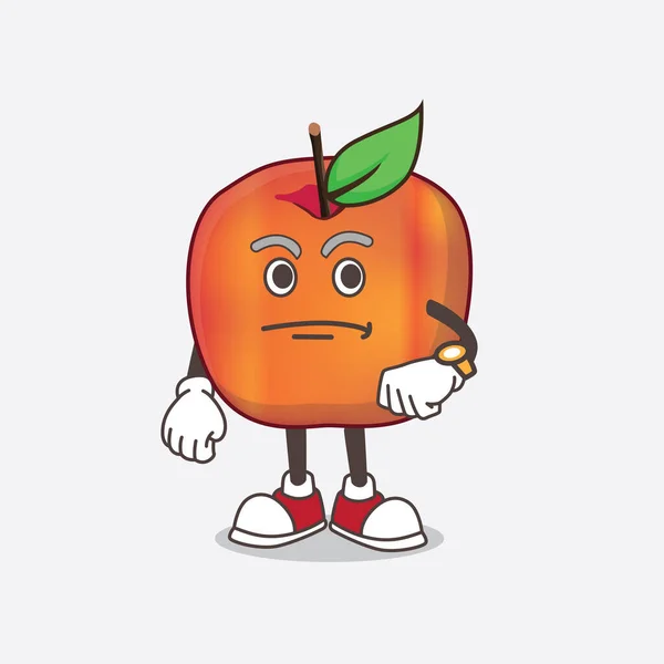 待っているジェスチャー上のハニークリスピーアップルの漫画のマスコットキャラクターの写真 — ストックベクタ