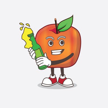 Elinde bira tutan Honeycrisp Apple çizgi film maskotu karakteri.
