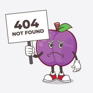 Plum Fruit 'un suratsız karikatür maskotu karakteri 404 numaralı tahtayı tutuyor.