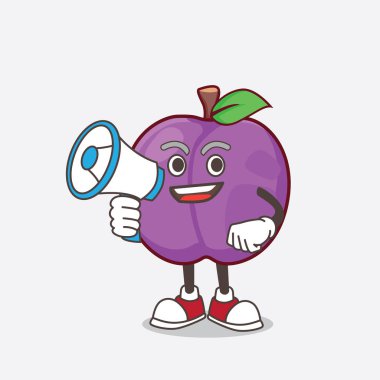 Erik Fruit çizgi film karakteri elinde megafon tutan bir resim.