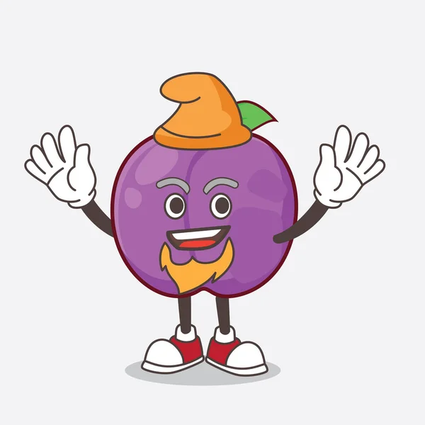 Uma Imagem Personagem Mascote Desenhos Animados Plum Fruit Realizada Como — Vetor de Stock