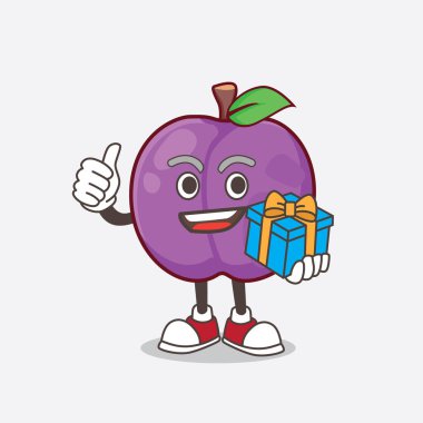 Plum Fruit çizgi film maskotu karakterinin bir resmi.