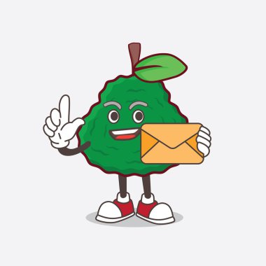 Zarf tutan bir Kaffir Lime çizgi film maskotu karakteri.