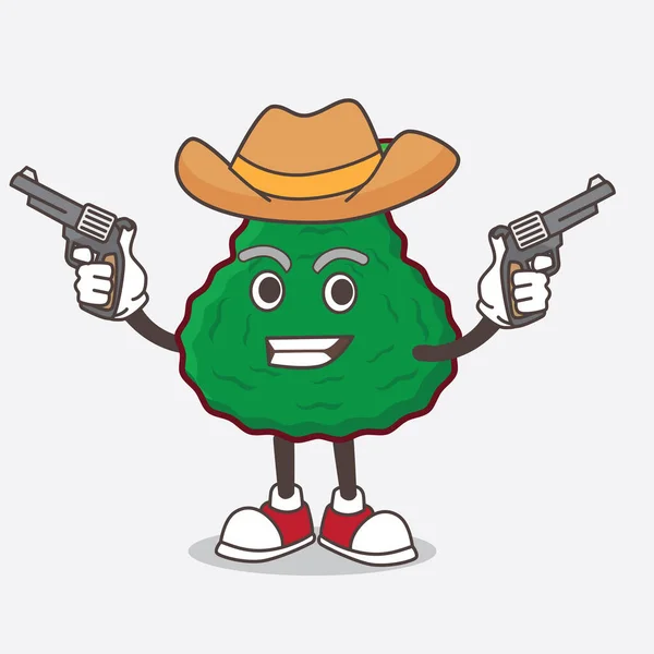 Picture Kaffir Lime Cartoon Mascot Character Holding Guns — Stock Vector