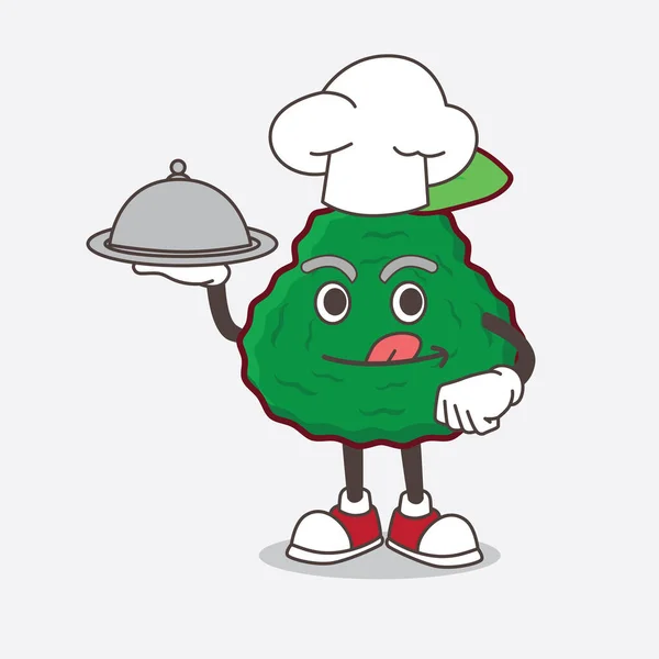 Uma Imagem Personagem Mascote Desenhos Animados Kaffir Lime Como Chef — Vetor de Stock