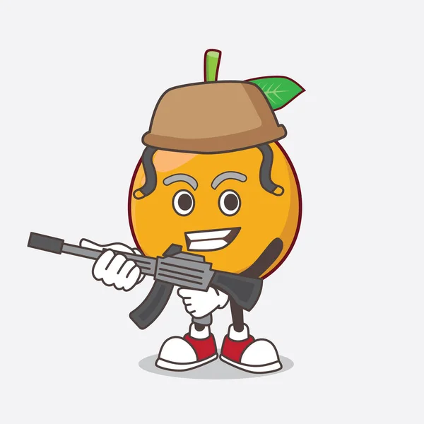 Uma Foto Personagem Mascote Africano Mangosteen Desenhos Animados Uniforme Exército — Vetor de Stock