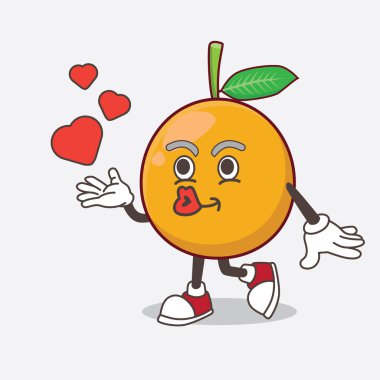 Afrika Mangosteen çizgi film karakteri kalp öpücüğüyle dalga geçiyor.