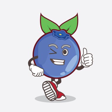 Blueberry Fruit çizgi film maskotu karakterinin başparmak hareketi.