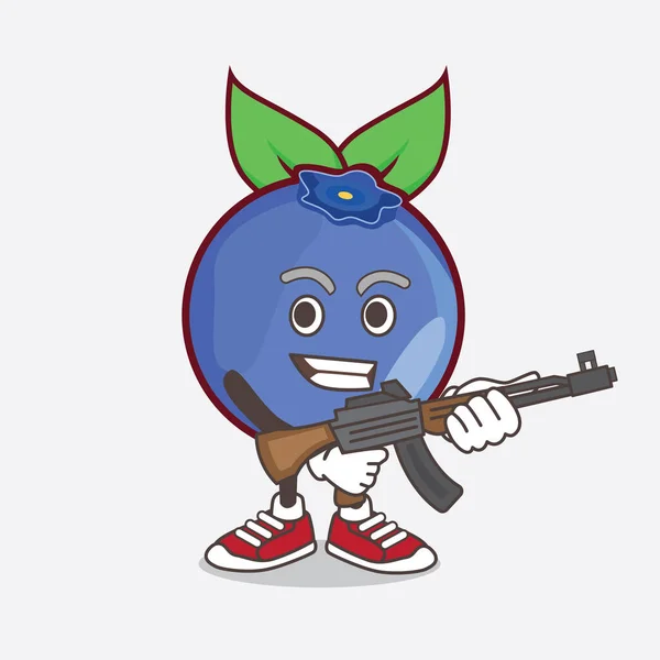 Uma Ilustração Blueberry Fruit Personagem Mascote Desenho Animado Com Arma —  Vetores de Stock