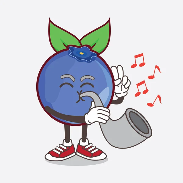 Eine Illustration Von Blueberry Fruit Cartoon Maskottchen Charakter Spielt Musik — Stockvektor