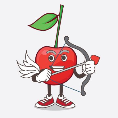 Bing Cherry çizgi film maskot karakteri ok ve kanatlı aşk tanrısı