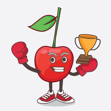 Oyun makinesinin Boks şampiyonu olarak Bing Cherry çizgi film maskotu karakterinin bir çizimi