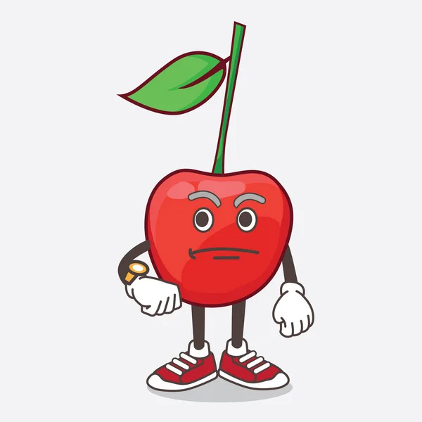 Eine Illustration Der Bing Cherry Cartoon Maskottchen Figur Auf Einer — Stockvektor