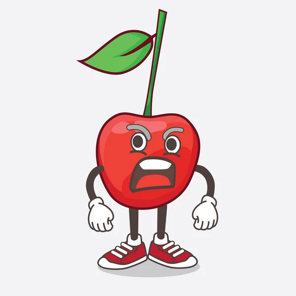 Eine Illustration Von Bing Cherry Cartoon Maskottchen Mit Wütendem Gesicht — Stockvektor