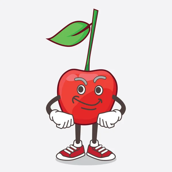 Une Illustration Bing Cherry Personnage Mascotte Dessin Animé Avec Visage — Image vectorielle