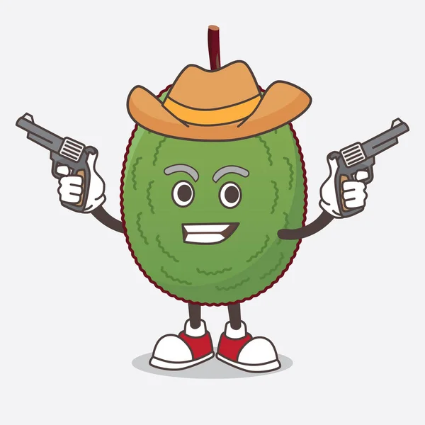 Picture Jackfruit Cartoon Mascot Character Holding Guns — Stock Vector