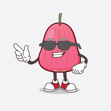 Siyah gözlük takan bir Java Apple çizgi film maskotu.