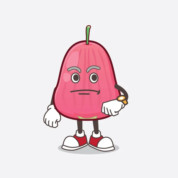Picture Java Apple Cartoon Mascot Character Waiting Gesture — Stock Vector